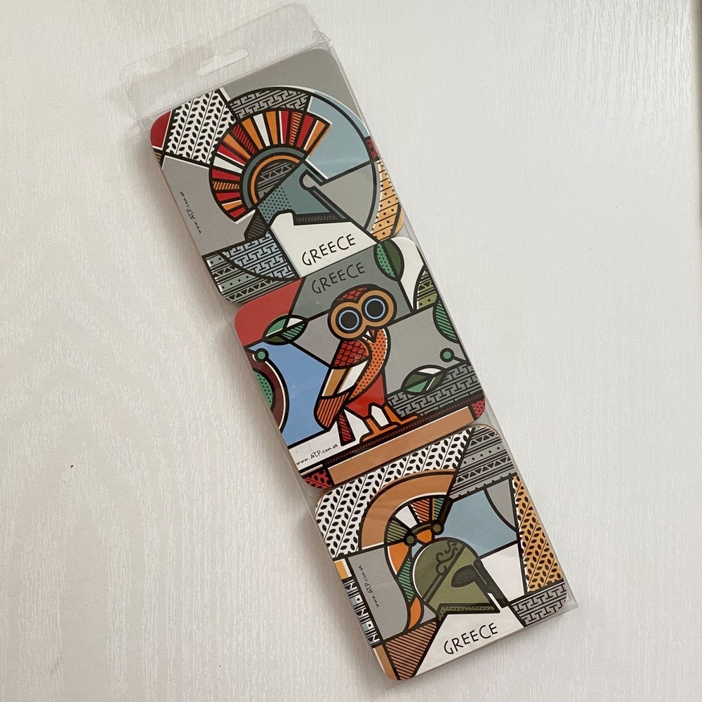 NEW Greece‎ Souvenir Set of 6 Bar Coasters Multicolor